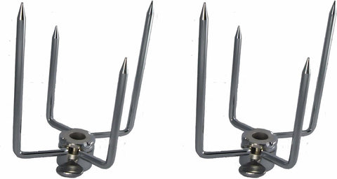 Image of Onegrill Chrome Steel Grill Rotisserie Spit Forks Set (Fits: 5/16 Inch Square, 3/8 Inch Hexagon, & 7/16 Inch Round)