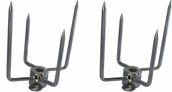 Onegrill Chrome Steel Grill Rotisserie Spit Forks Set (Fits: 5/16 Inch Square, 3/8 Inch Hexagon, & 7/16 Inch Round)