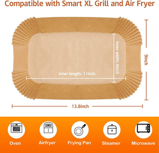 Air Fryer Liners for Ninja Smart Xl Air Fryer,125Pcs Air Fryer Disposable Paper Liner for Ninja FG551 6-In-1 Grill Air Fryer Parchment Liners Rectangular for Ninja Foodi Air Fryer Accessories Baking