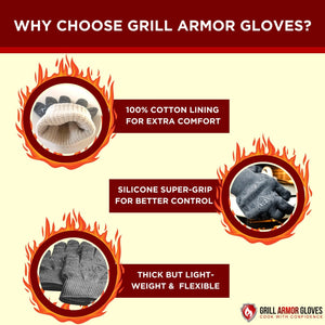 – Oven Gloves 932°F Extreme Heat & Cut Resistant Oven Mitts with Fingers for BBQ, Cooking, Grilling, Baking – Accessory for Smoker, Cast Iron, Fire Pit, Camping, Fireplace and More