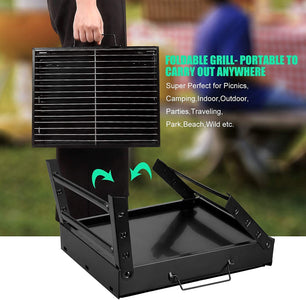 Barbecue Grill Portable BBQ Charcoal Grill Smoker Grill for Outdoor Cooking Camping Hiking Picnics Backpacking