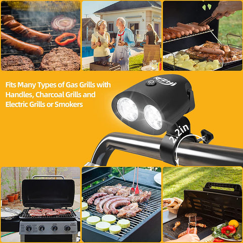 Image of Grill Light BBQ Accessories: Grilling Gifts for Men Christmas Stocking Stuffers, Smoker Grilling Accessories for Outdoor Grill, BBQ Light with Two Brightness Settings, 3 Batteries Included