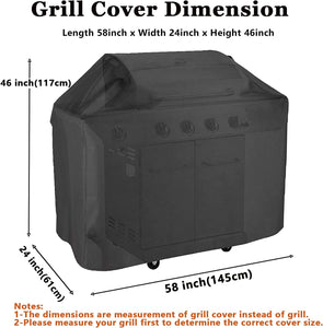 Grill Cover, BBQ Cover 58 Inch,Waterproof BBQ Grill Cover,Uv Resistant Gas Grill Cover,Durable and Convenient,Rip Resistant,Black Barbecue Grill Covers,Fits Grills of Weber,Brinkmann,Char-Broil Etc