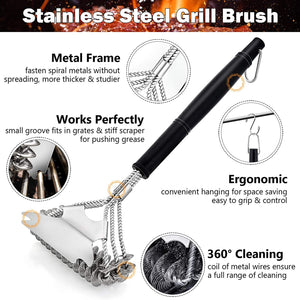 Grill Brush 2 PCS, Hasteel 17.5” & 16.5” Safe BBQ Grill Brush and Scraper, BBQ Accessories Cleaner with Wire Bristle Free Perfect for Gas Grill/Charbroil/Steel Cooking Grates, Grill Cleaning Gift