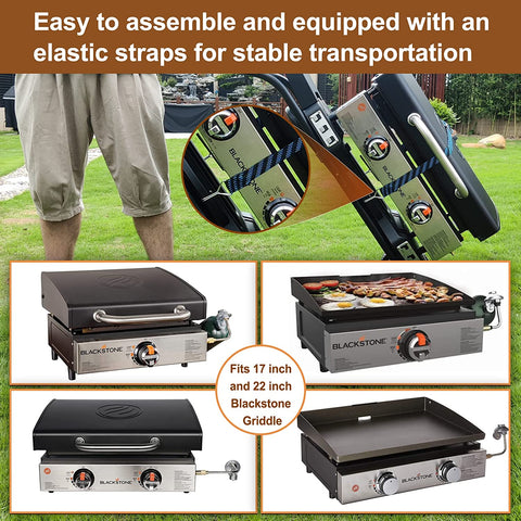 Image of Portable Grill Cart for Weber Q1000, Q2000 Series Gas Grills and Blackstone 17” 22” Table Top Griddles, Portable Griddle Stand
