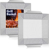 12In Grill Basket, Hasteel Large BBQ Grilling Basket Wok for Vegetable, Kabobs, Shrimps, Heavy Duty Stainless Steel Grilling Accessories for All Grills, Dishwasher Safe - (2 Packs)