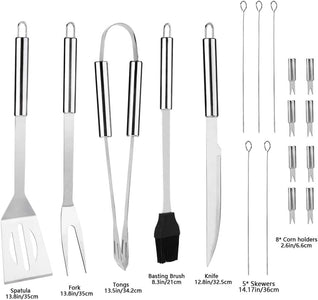 18Pcs BBQ Grill Accessories Set, Multifunctional Stainless Steel Barbecue Tools Set in Case for Outdoor Picnic, Camping, Smoking, Grilling