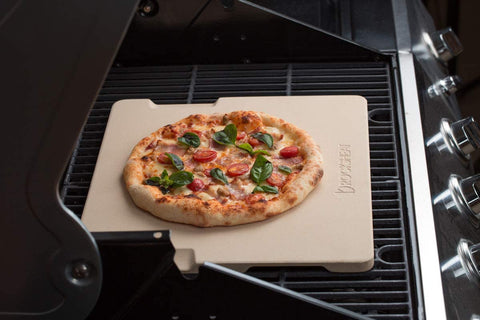 Image of Pizza Stone Baking & Grilling Stone, Perfect for Oven, BBQ and Grill. Innovative Double - Faced Built - in 4 Handles Design (12" X 12" X 0.6" Rectangular)