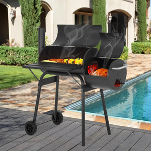 43’’ Charcoal Grills Outdoor BBQ Grill Camping Grill American Braised Roast Portable Grill Offset Smoker for 6-10 People Patio Backyard Camping Picnic BBQ