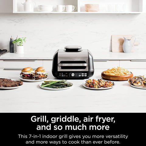 Image of Ninja IG651 QCP Foodi Smart XL Pro 7-In-1 Indoor Grill/Griddle Combo, Use Opened or Closed, with Griddle, Air Fry Smart Thermometer (Renewed) (Silver/Black)
