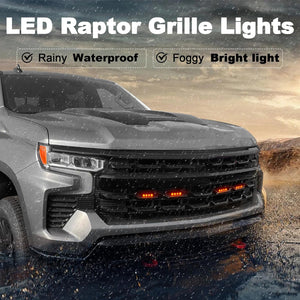LED Grill Lights for 2019-2023 Chevrolet Silverado Grille Raptor Lights for 2022 Chevy Silverado Accessories Front Grille Trims
