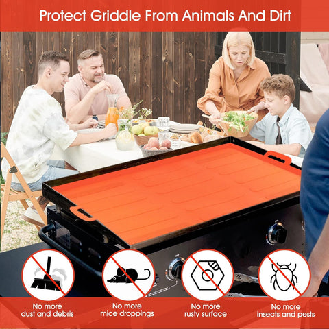 Image of Blackstone Griddle Cover 28 Inch Silicone Griddle Mat with Handle and Magnetic Stripes, Protect Griddle Buddy Silicone Grill Protective Mat from Rodents Insects Dirt and Rust All Season Use