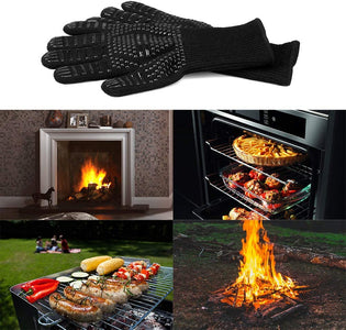 Oven Gloves 932°F Heat Resistant Gloves, XL Size Cut-Resistant Grill Gloves, Non-Slip Silicone BBQ Gloves, Kitchen Safe Cooking Gloves for Men, Oven Mitts,Smoker,Barbecue,Grilling (Black-Xl)