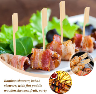 3000 Pcs Bamboo Skewers for Appetizers Toothpicks Wide Wooden Skewers Paddle for Kabobs Cocktail Picks Fruit Kababs Bbq Barbecue Sausage Grilling(6 Inches)