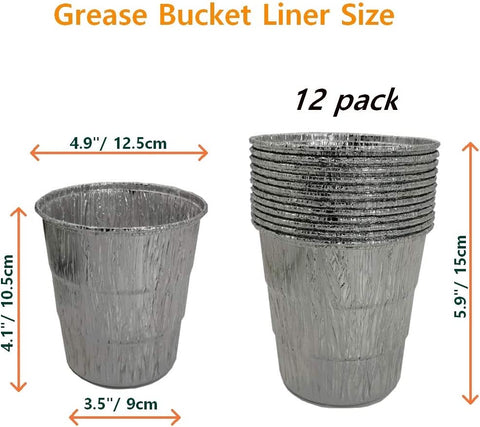 Image of Drip Grease Bucket and 12-Pack Liners for Traeger 20/22/34 Series, Pit Boss Etc Pellet Grill Smoker (Black 12)
