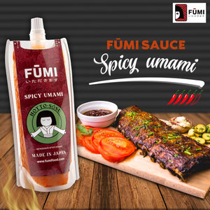 FŪMI Japanese Garlic Hot Chili Sauce - Exotic Blend of Garlicy, Spicy, Umami, and Sweet Flavors - Hot Sauce for Wings, Noodles, Pizza, & More - Foodie Gifts, Hot Sauce Gifts - 3.2Oz Easy Squeeze Pouch