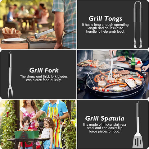 Image of 75PCS Grill Accessories, Stainless Steel Grill Set with Spatula, Thermometer and Cleaning Brush, Perfect BBQ Accessories Gift Set for Dad, Durable Grill Tools for Outdoors Camping and BBQ