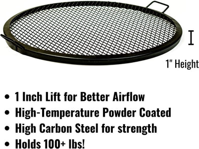 Fire Pit Grilling Grate - High Temperature round Outdoor Cooking BBQ Firegrate for Outdoor Pits and Campfire - 34”