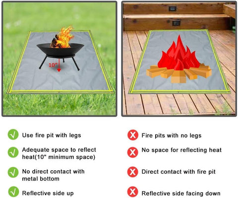 Image of Fire Pit Mat, Grill Mats for Outdoor Grill, 39" X 39", Fireproof, BBQ Mat Protect Deck,Patio,Grass,Lawn and Campsite for Electric and Gas Grill, Washable (Silver Grey)