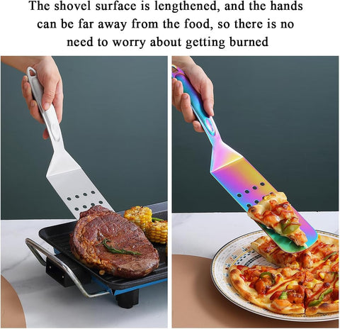 Image of Evanda Metal Grill Spatula, Stainless Steel Barbecue Turner, Handle Heat Resistant and No Melt, Great for Outdoor BBQ, Teppanyaki, Camping