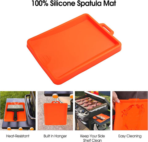 Image of Upgraded Griddle Cleaning Kit for Blackstone 18 Pieces Flat Top Grill Accessories Cleaner Tool Set with Scraper, Heat-Resistant Silicone Spatula Mat with Hanger, Cleaning Brick, Scouring Pads