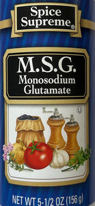 Spice Supreme M.S.G. Monosodium Glutamate, Plastic Shaker, 5.5-Oz (Pack of 2)