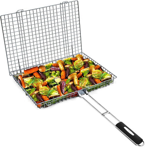 Grill Basket Extra Large,Grill Accessories for Outdoor Grill,Grilling Gifts for Men,Fish Grill Basket, Shrimp Vegetable, Veggie, Barbecue BBQ Rack, Camping Cooking, Unique Detachable Handle