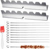 Mifoci 2 Pcs 14.8 Inch Kebob Rack with 10 Pcs 13.2 Inch Kabob Skewers Grill Racks and BBQ Metal Skewers for Kabobs Stainless Steel Kabob Sticks with Silicone Basting Brush for Grilling Meat Chicken