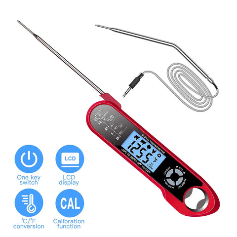 Image of Oven Meat Safe Instant Read 2 in 1 Dual Probe Food Thermometer Digital with Alarm Function for Cooking BBQ Smoking Grilling Kitc