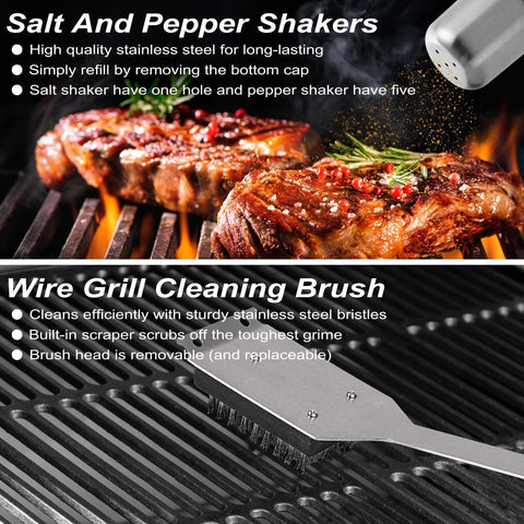 Image of 29 PCS BBQ Grill Accessories Stainless Steel BBQ Tools Grilling Tools Set with Storage Bag for Christmas Birthday Presents - Camping Grill Utensils Set Ideal Grilling Gifts for Men Dad Women