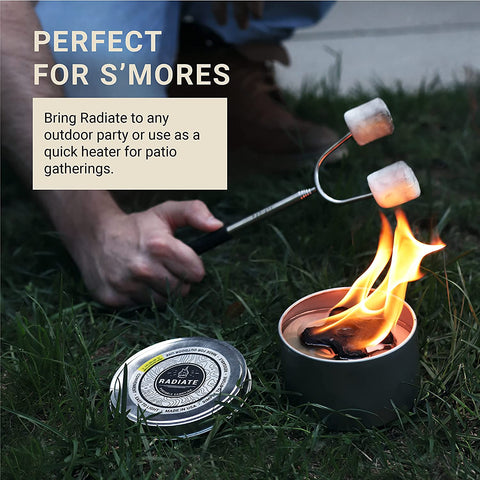 Image of Radiate Portable Campfire: the Go-Anywhere Outdoor Fire Pit - Portable and Convenient - 3 Hours of Warmth and Burn Time - Great for Camping, Picnics, and More - Made in the USA