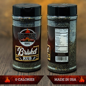 10-42 BBQ Brisket Rub - All-Natural Spice Seasoning for Steak, Rib, Beef Brisket - Barbecue Meat Seasoning Dry Rub - BBQ Rubs and Spices for Smoking and Grilling - No MSG, 0 Calorie - 10.5Oz Bottle