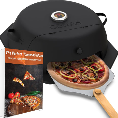 Image of Geras Pizza Oven for Grill - Grill Top Pizza Maker for outside - Pizza Stone, Pizza Peel Kit - Outdoor Small Portable Backyard BBQ Pizzas Maker Charcoal Grill, Pellet, Propane Gas and Wood Fire