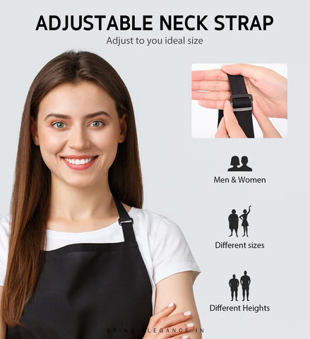 Image of 2 Pack Adjustable Bib Apron Waterdrop Resistant with 2 Pockets Cooking Kitchen Aprons for Women Men Chef, Black