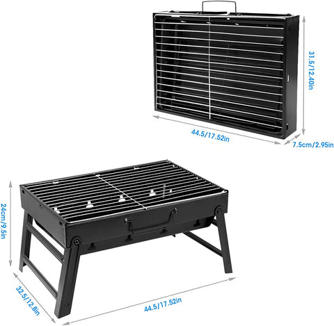 Image of Uten Charcoal Grill, BBQ Grill Folding Portable Lightweight Smoker Grill, Barbecue Grill Small Desk Tabletop Outdoor Grill for Camping Picnics Garden Beach Party 17''X11.6''X 2.6''