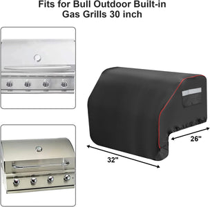 Built–In Grill Cover for Bull 45005, Built in Gas Grills 32 Inch BBQ Grill Top Cover for Bull Lonestar 4 Burner Bull Built in Bill Outlaw, Outdoor 87048 Smoker Waterproof Griddle Cover with Handle