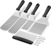 Griddle Accessories Kit of 5, Hasteel Heavy Duty Metal Spatula, Professional Stainless Steel Flat Top Griddle Tools Set, Pancake Flipper/Griddle Scraper/Hamburger Turner for BBQ Grilling Cast Iron