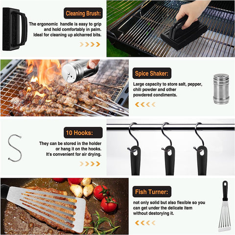 Image of Griddle Accessories Kit, 30PCS Flat Top Grill Accessories Kit for Blackstone and Camp Chef, Stainless Steel Griddle Grill Tools with Enlarged Spatulas, Scraper, Tongs, Carrying Bag for Outdoor BBQ