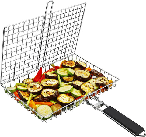 Image of Grill Basket NABAOXUN BBQ Grilling Basket Fish Grill Basket, Grill Basket Grill Rack,Outdoor Grill Accessories