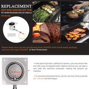 Igniter Hot Rod Replacement Kit Fit for Traeger Pellet Grills, Smoker Igniter Replacement Parts Also Compatible with Pit Boss 850 Grills