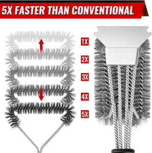 Grill Brush with Scraper, 2 Pack Grill Brushes for Outdoor Grill, Stainless BBQ Brush for Grill Cleaning, Safe Wire Grill Brush Cleaner Grill Accessories for Gas Infrared Charcoal Porcelain Grills