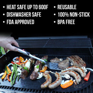 Grill Light Grill Spatula Tongs Grilling Mat Gift Set | Restaurant Grade Stainless Steel | LED Light to Grill in the Dark | Waterproof & Dishwasher Safe | Camping Barbecue Grilling Tongs Spatula