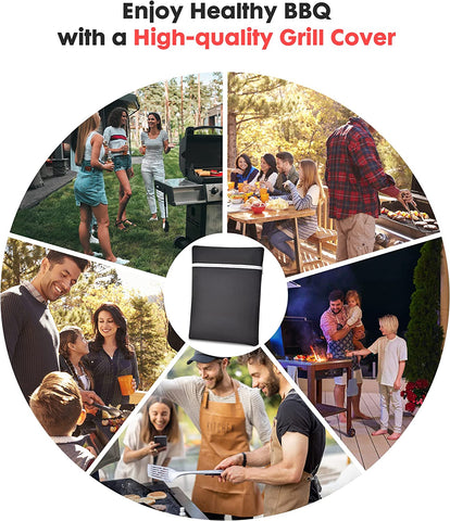 Image of BBQ Grill Cover 58Inch, Epicmelody Weather-Resistant Grill Cover for Outdoor Grill, Waterproof Barbecue Cover with Adjustable Drawstring, Rip-Proof Gas Grill Cover for Weber Nexgrill Grills and More