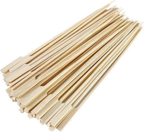 Image of Bamboo Paddle Skewers 8" 100Pc/Bag, Kabob Skewers, BBQ Skewers for Outdoor Grilling GM1076