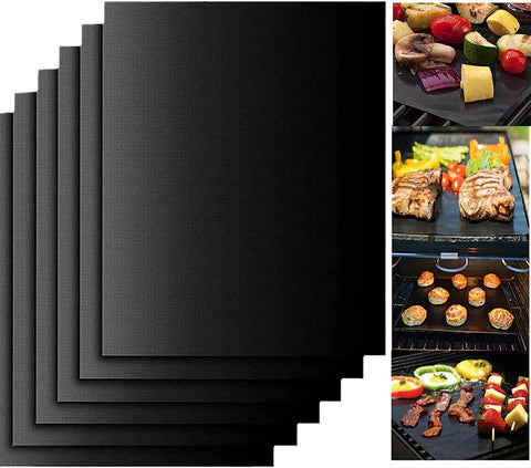 Image of Grill Mats for Outdoor Grill Set of 6 BBQ Grill Mat Non-Stick Reusable Heavy Duty Grilling Mats Teflon Grill Sheets Grill Tools BBQ Accessories for Charcoal Grill Gas Electric Smokers Barbecue Camping