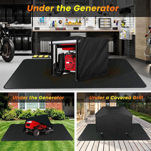 Double Layer Thickened Large under Grill Mats 90X48 Inch, Fireproof Mat with anti Slip Rug 2-In-1, Deck & Patio Protective Big Size Mats for Outdoor Charcoal, Smoker, Flat Top Griddle (GM9048 Plus)