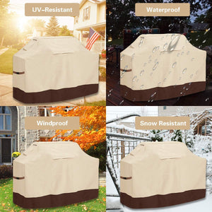 Vailge Grill Cover,58-Inch Waterproof BBQ Cover,600D Heavy Duty Gas Grill Cover, UV & Dust & Rip & Fading Resistant,Suitable for Weber, Brinkmann, Char Broil Grills and More,Beige