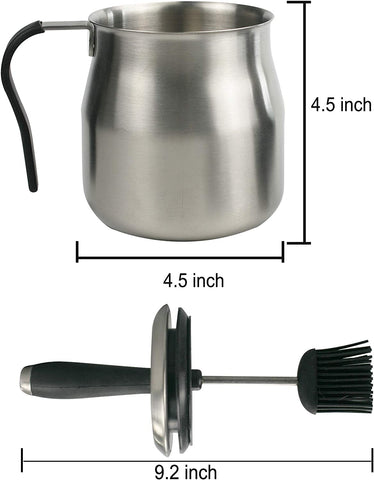 Image of BBQ Stainless Steel Sauce Pot with Silicon Basting Brush Set - Barbecue Kitchen Accessories Cooking Food Baking Pastry Tools Oil Butter Greasing Paint Mop Grill Utensils, Large Capacity 32 OZ