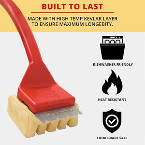 BBQ Replaceable Scraper Cleaning Head, Bristle Free - Durable and Unique Scraper Tools for Cast Iron or Stainless-Steel Grates, Barbecue Cleaner (Grill Grate Brush with Scraper)