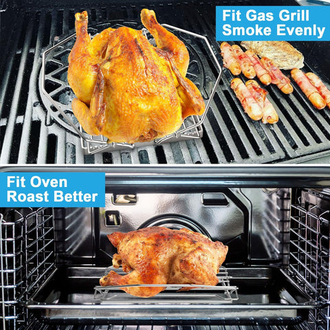 Image of TAILGRILLER Adjustable Turkey Roasting Rack, V Shaped Chicken Roasting Rack for Ovens, Smokers, Grills, Baking Broiling Roasting Racks, Chrome Plated Meat Rack Fit Most Roasting Pans,1 Pack